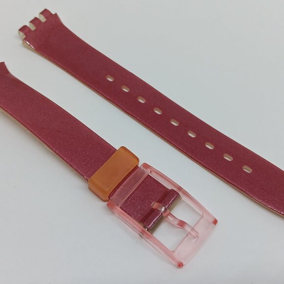 VINTAGE Swatch Ladies Metallic Red Strap - Fits 25mm Swatch Watches - Picture 2 of 7